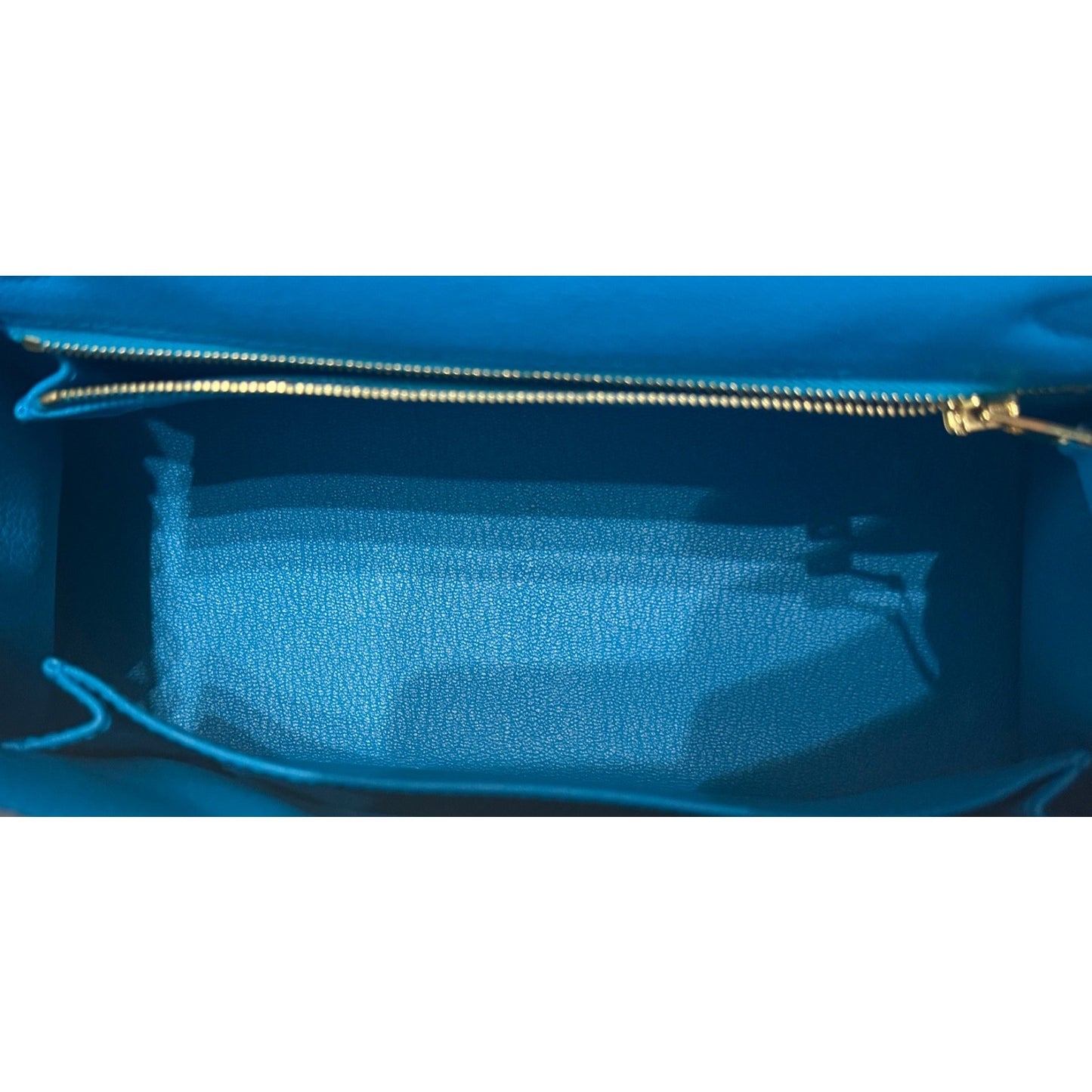 Hermes Kelly 25 Sellier Blue Frida Bleu Chevre Chamkila Leather Gold Hardware