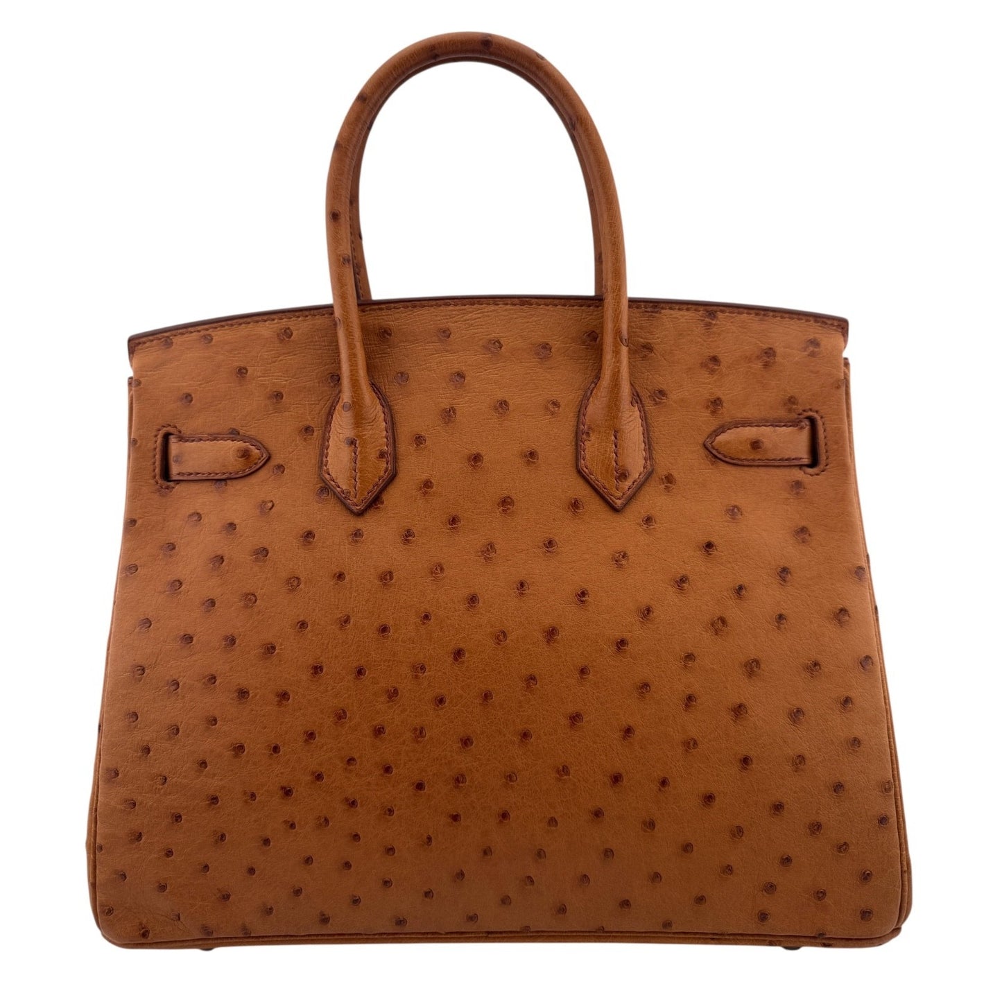 Hermes Birkin 30 Gold Camel Tan Ostrich Leather Palladium Hardware RARE