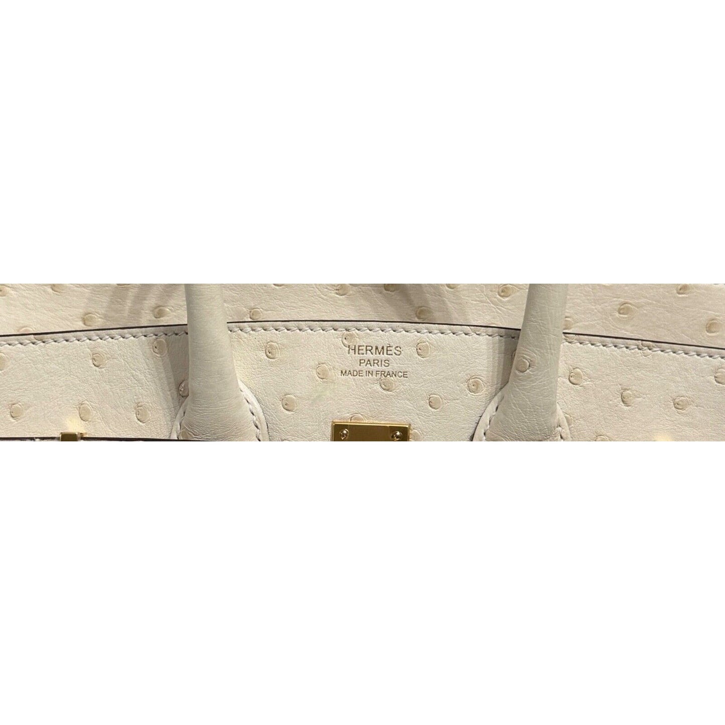 Hermes Birkin 25 Ostrich Nata White Beige Leather Gold Hardware