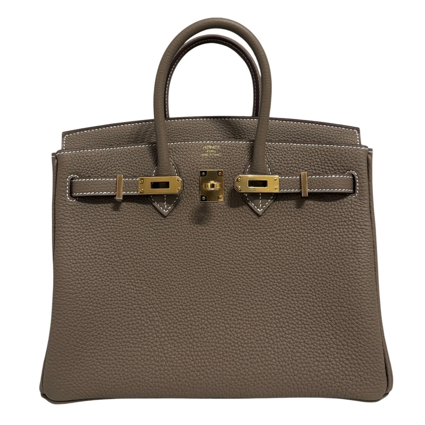 Hermes Birkin 25 Etoupe Gray Togo Leather Gold Hardware Handbag NEW