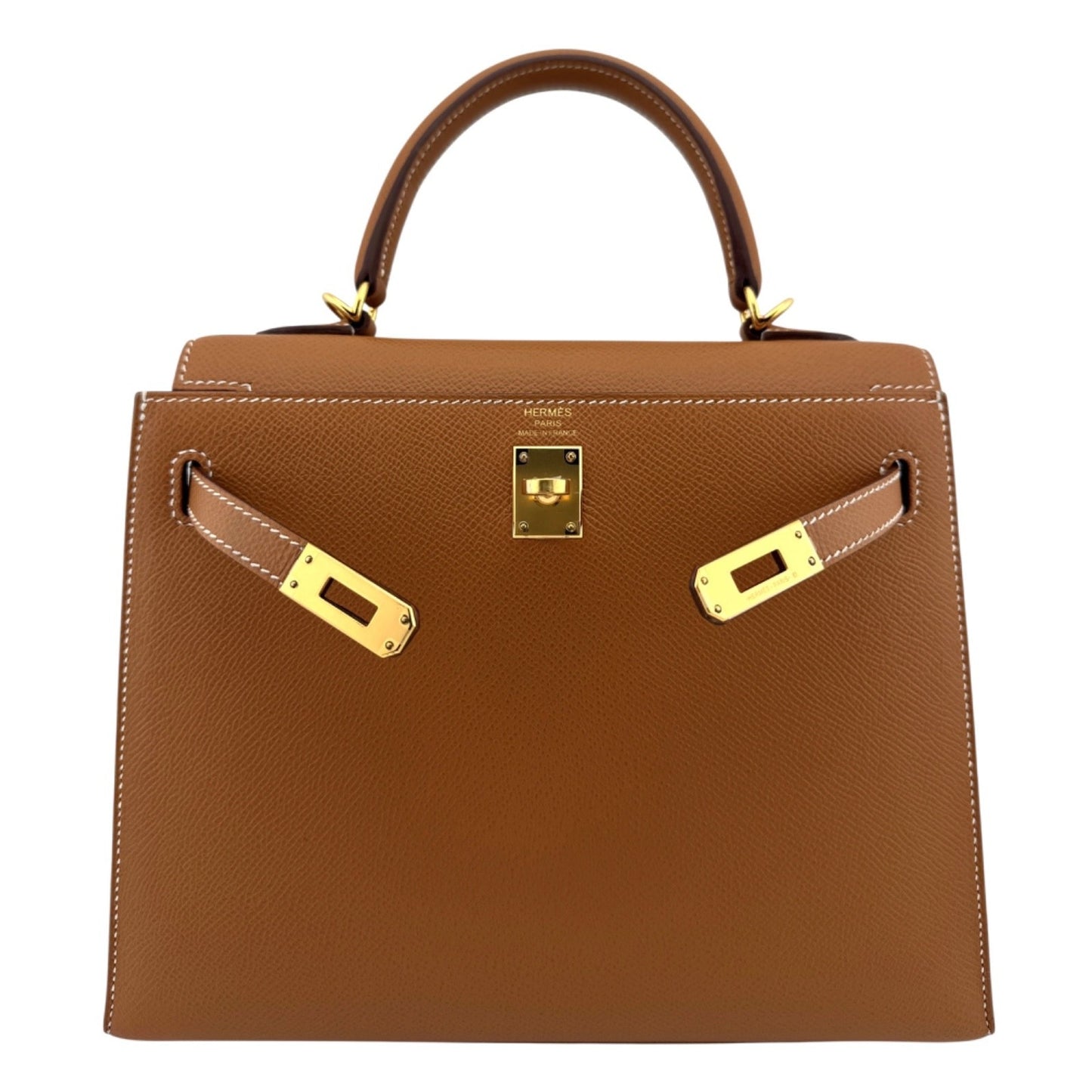 Hermes Kelly 25 Sellier Gold Tan Epsom Leather Gold Hardware
