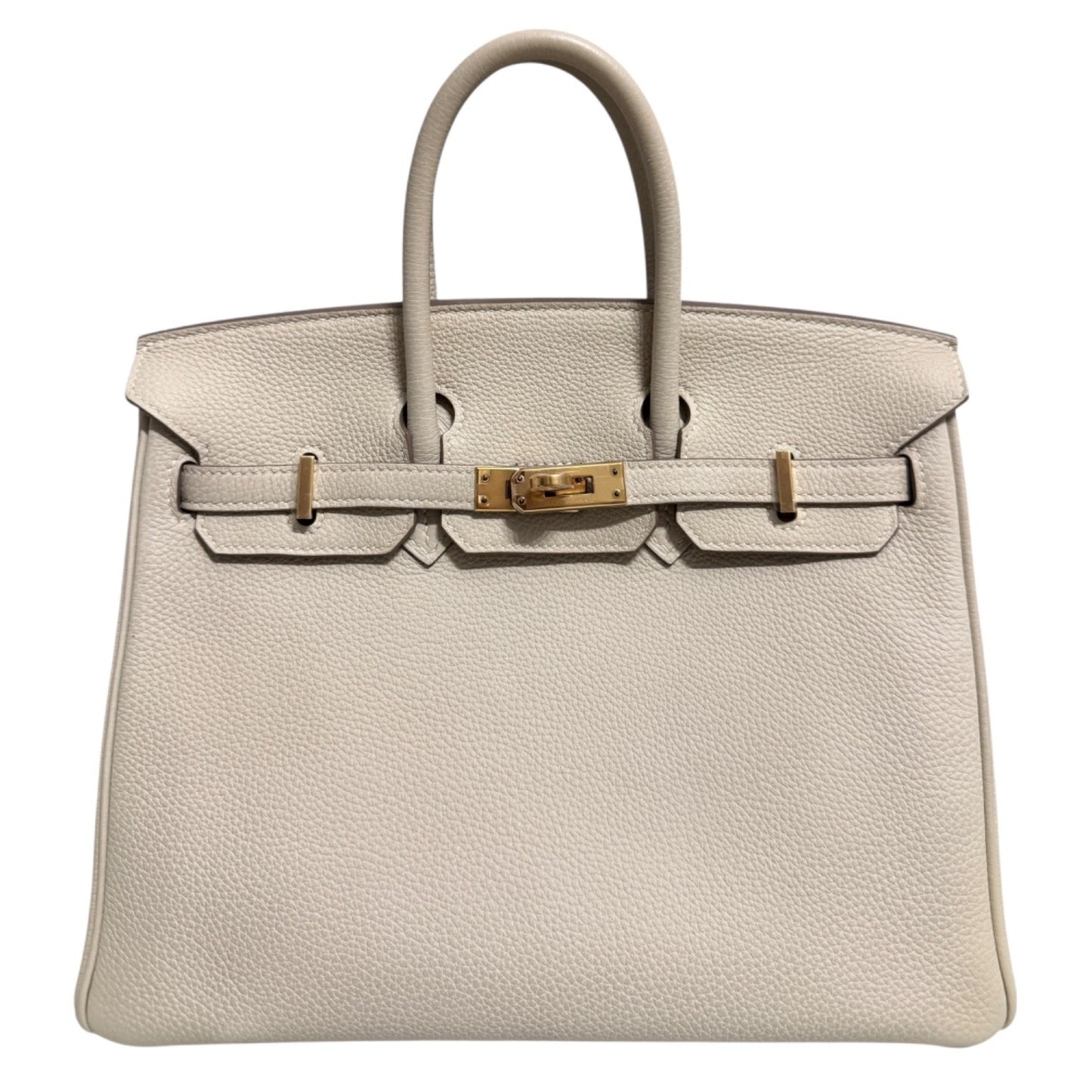 Hermes Birkin 25 Craie White Beige Togo Leather Gold Hardware Handbag