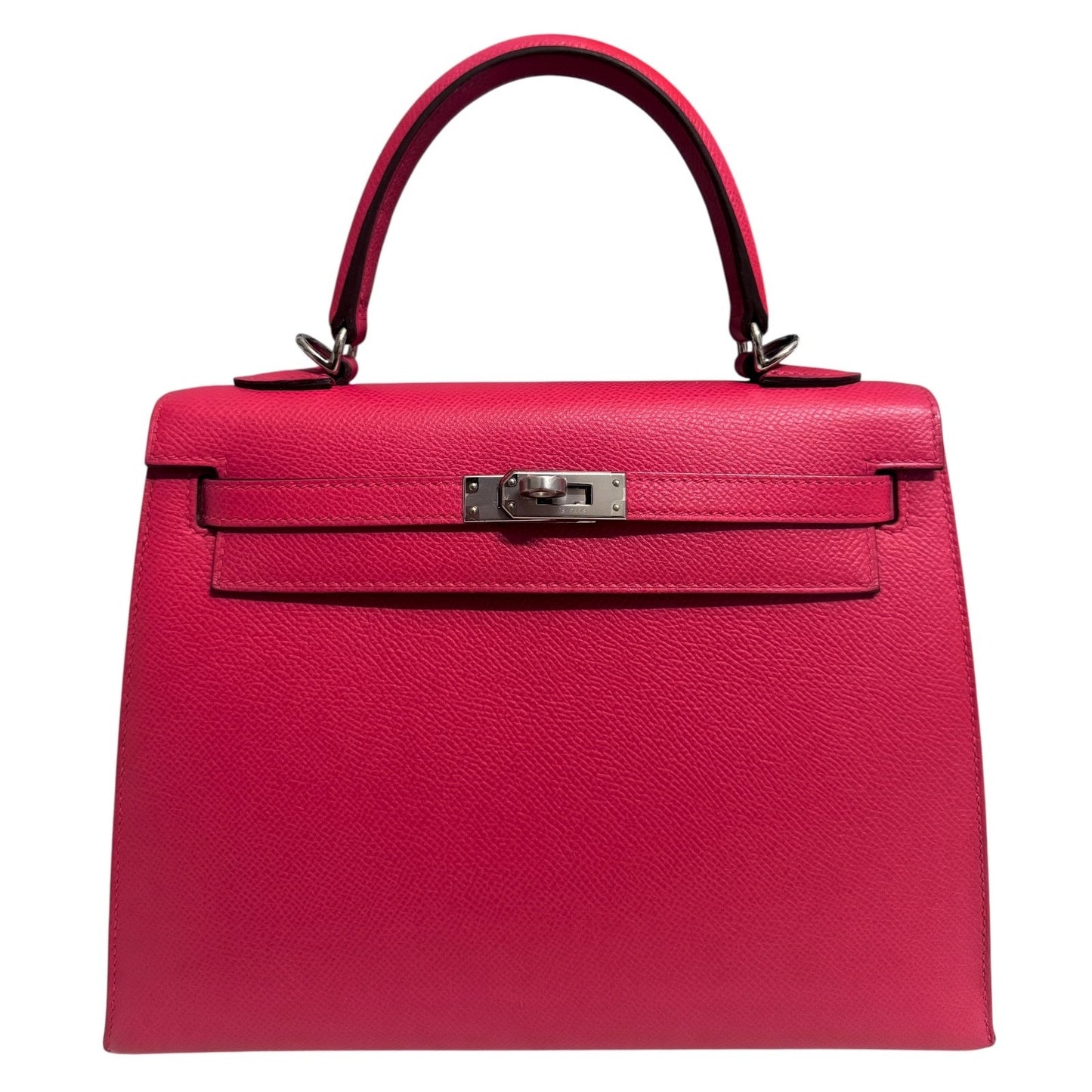 Hermes Kelly 25 Sellier Rose Extreme Pink Epsom Leather Palladium RARE