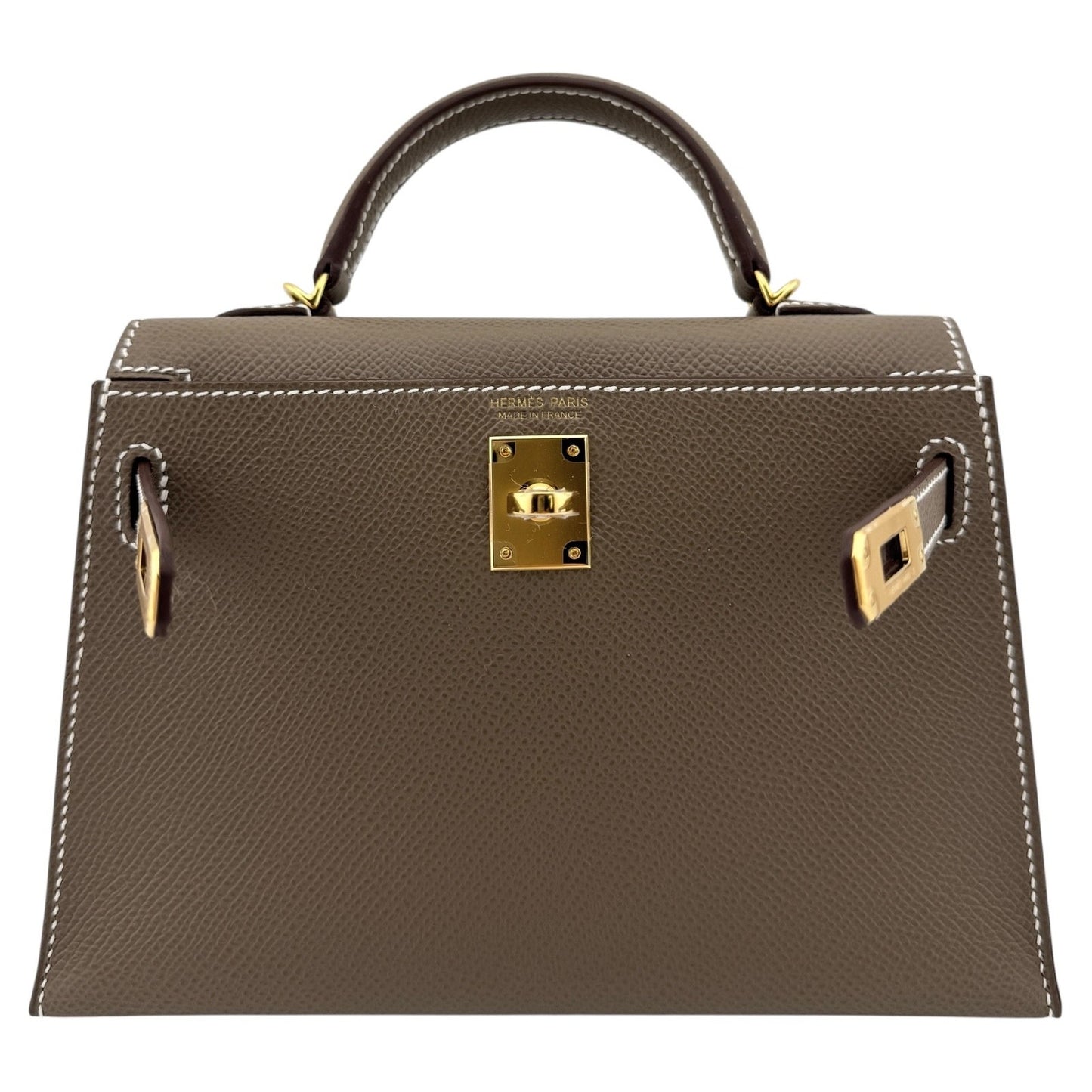 Hermes Kelly Mini 20 Etoupe Gray Epsom Leather Gold Hardware 2024