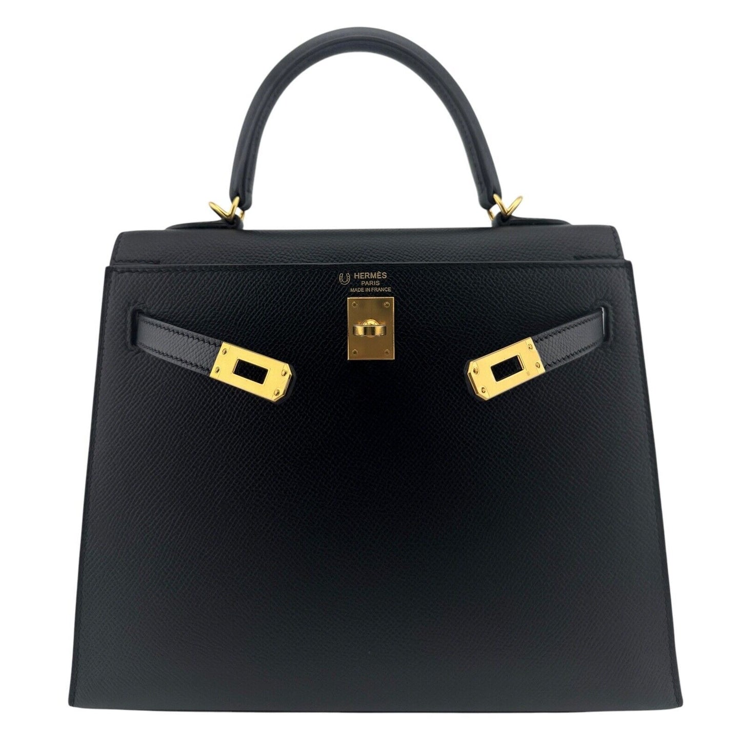 Hermes Kelly 25 Sellier Special Order Black Noir Epsom Gold Hardware
