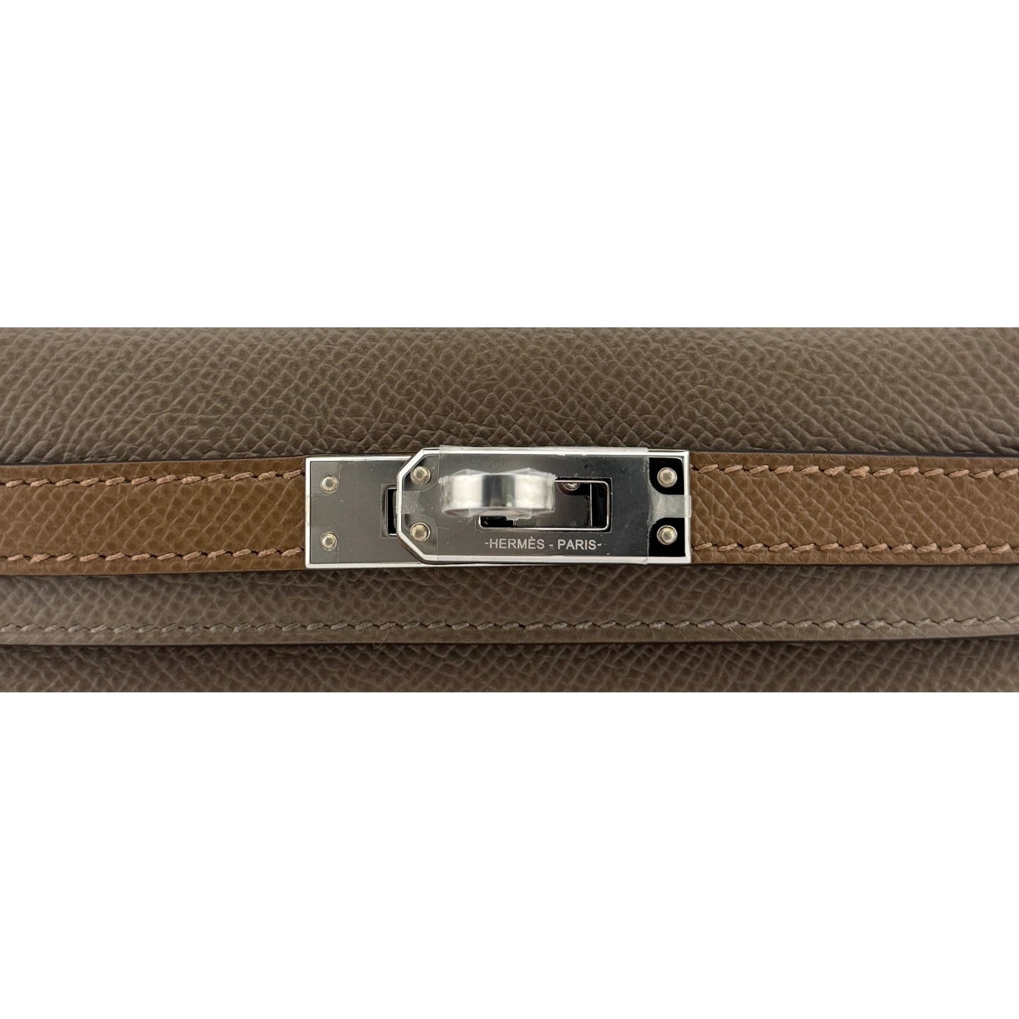 Hermes Kelly Mini 20 Tri Color Etoupe Biscuit Alezan Epsom Palladium Hardware