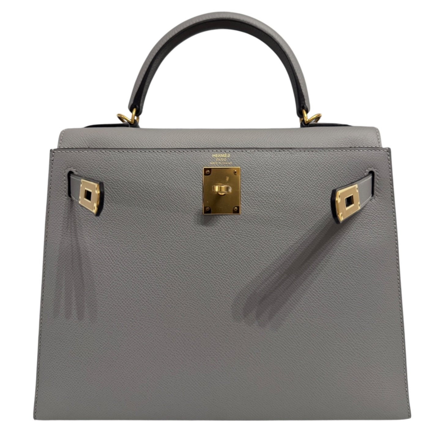 Hermes Kelly 28 Sellier Gris Mouette Gray Epsom Leather Gold Hardware RARE