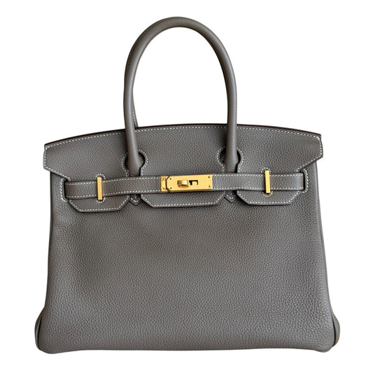 Hermes Birkin 30 Etoupe Gray Togo Leather Gold Hardware