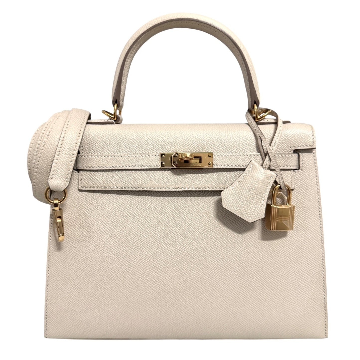 Hermes Kelly 25 Sellier Craie Cream Epsom Leather Gold Hardware