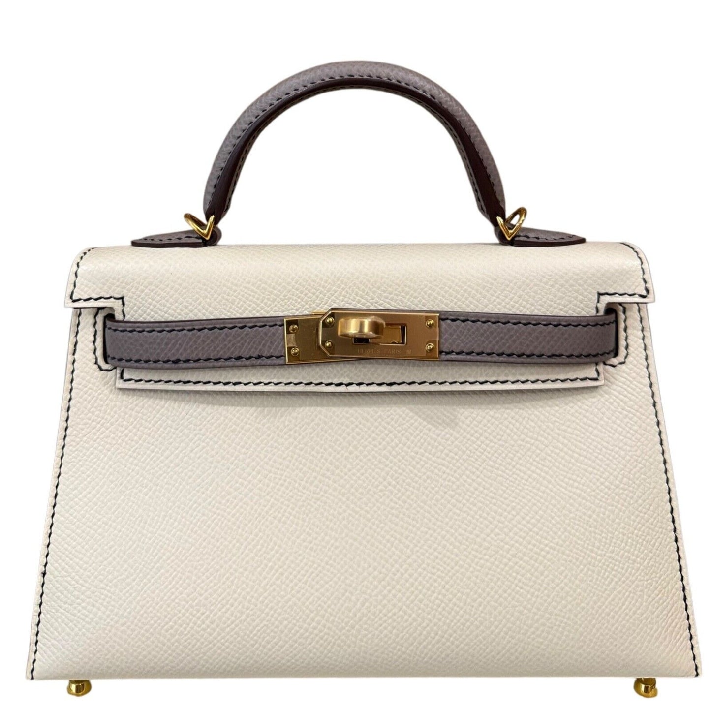 Hermes Kelly Mini 20 Special Order Nata & Gris Mouette Gray Epsom Gold Hardware