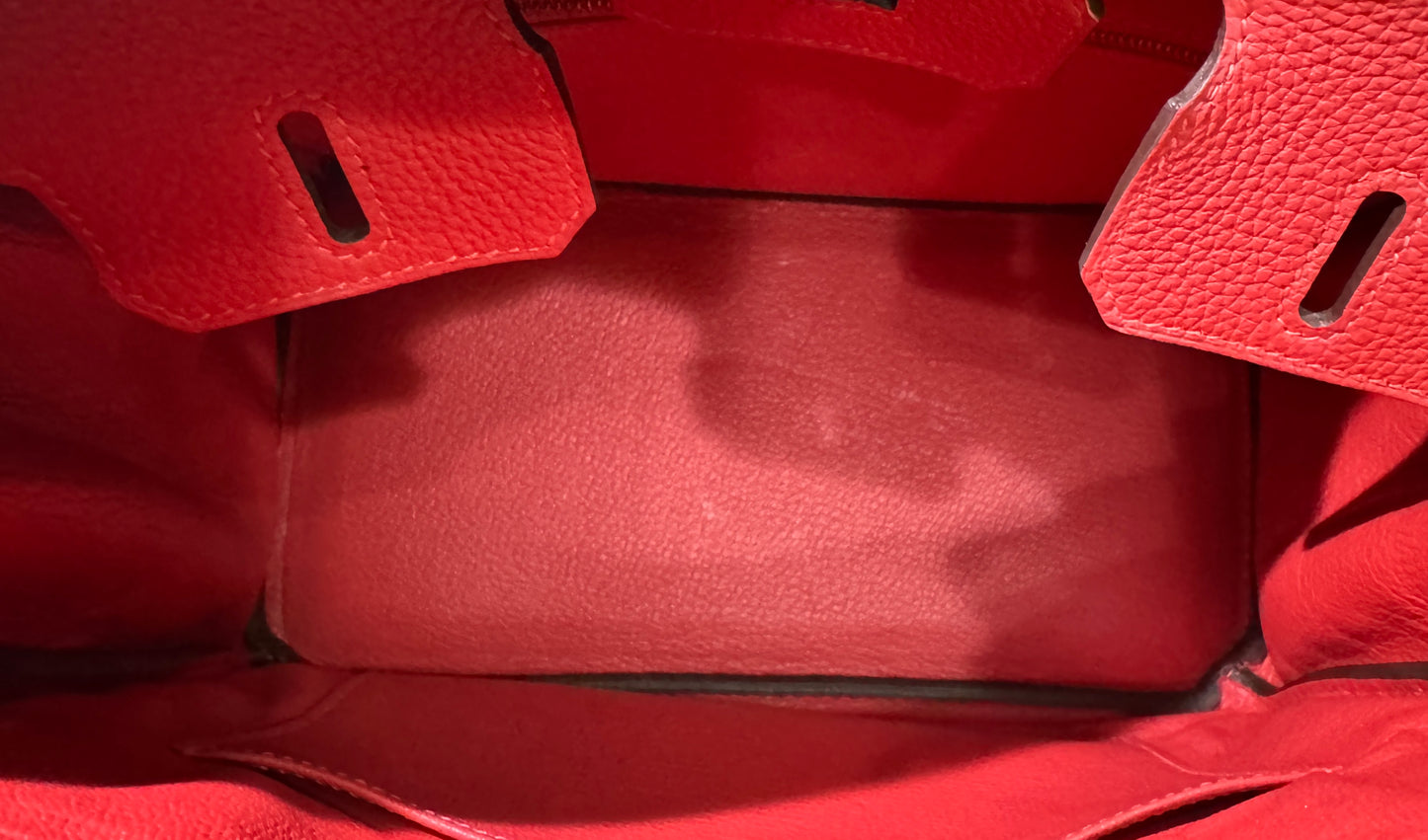Hermes Birkin 25 Rouge Pivoine Red Togo Leather Gold Hardware
