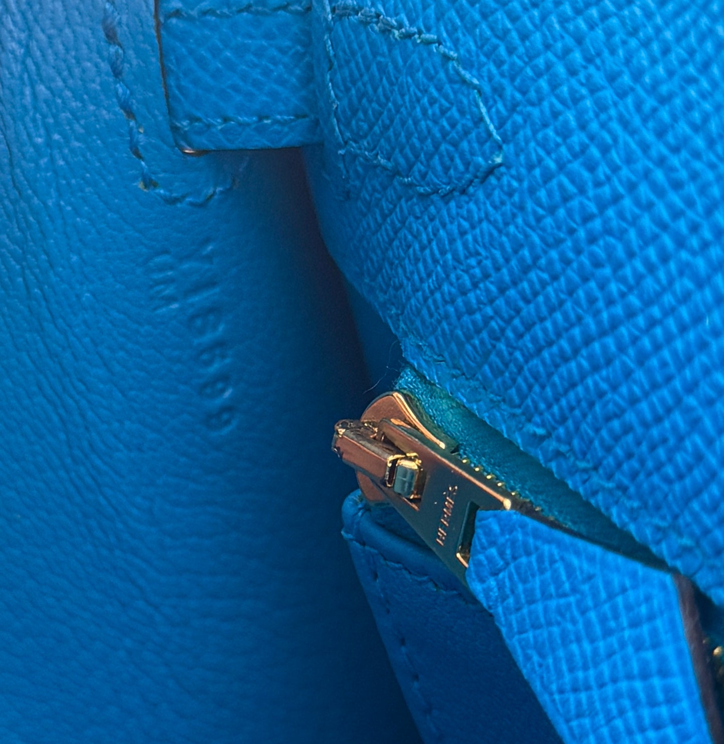 Hermes Kelly 25 Sellier Blue Frida Epsom Leather Gold Hardware