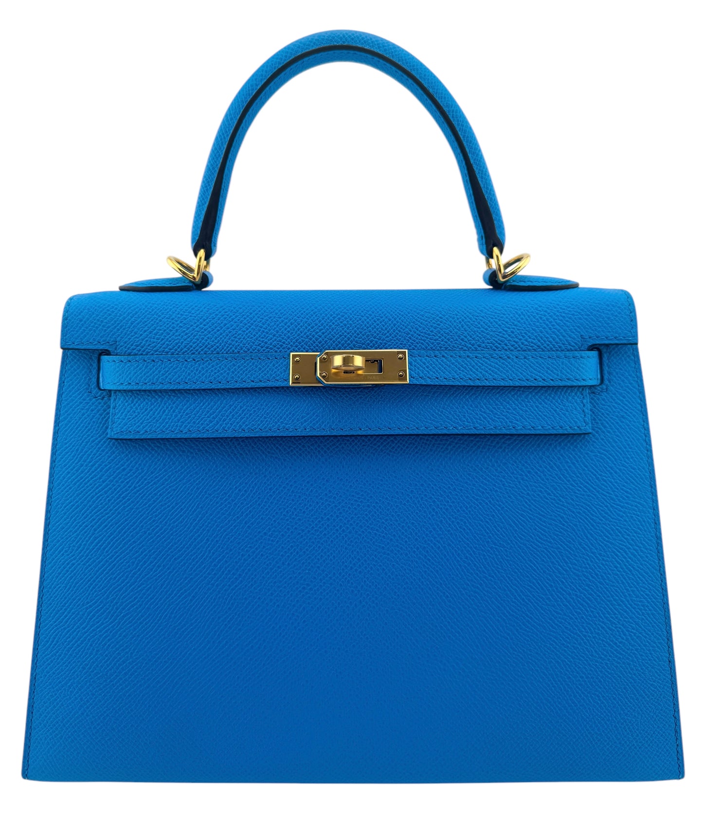 Hermes Kelly 25 Sellier Blue Frida Epsom Leather Gold Hardware