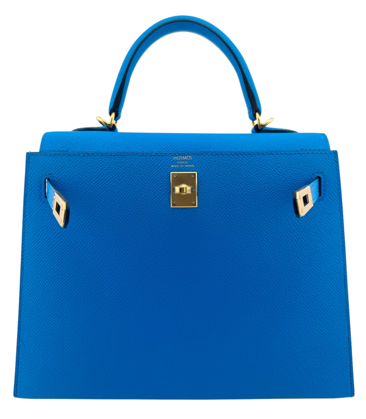 Hermes Kelly 25 Sellier Blue Frida Epsom Leather Gold Hardware