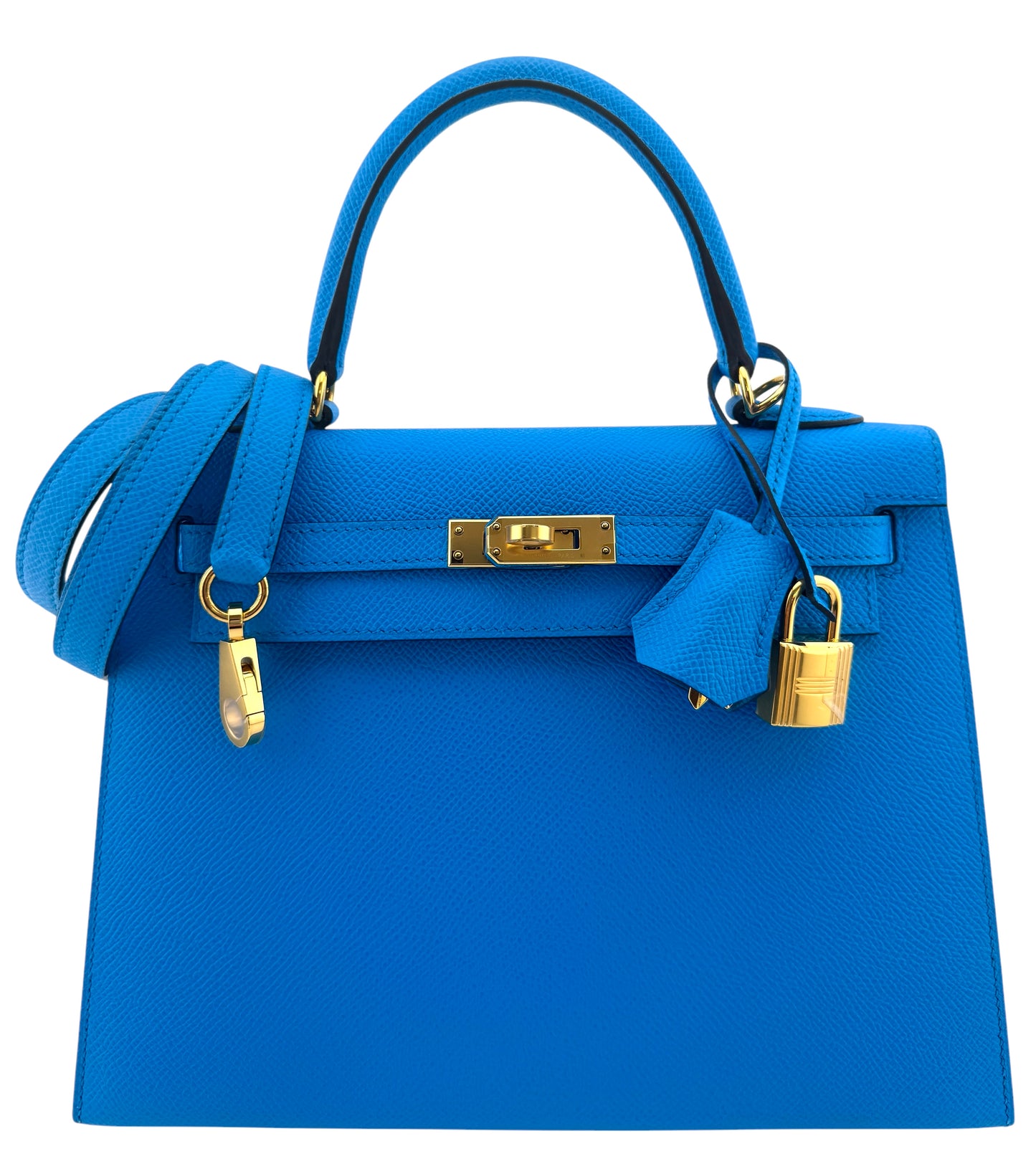 Hermes Kelly 25 Sellier Blue Frida Epsom Leather Gold Hardware