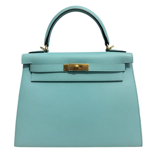 Hermes Kelly 28 Sellier Blue Atoll Epsom Leather Gold Hardware