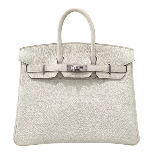 Hermes Birkin 25 Mushroom White Togo Leather Palladium Hardware Rare