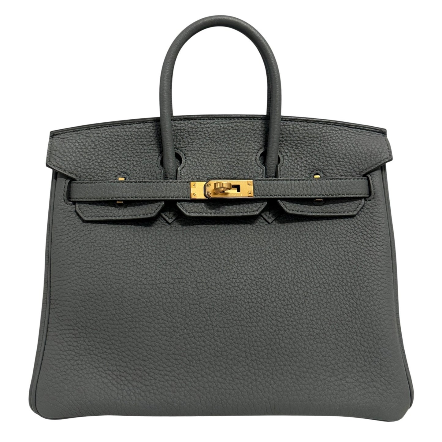 Hermes Birkin 25 Vert Amande Green Gray Togo Leather Gold Hardware Handbag