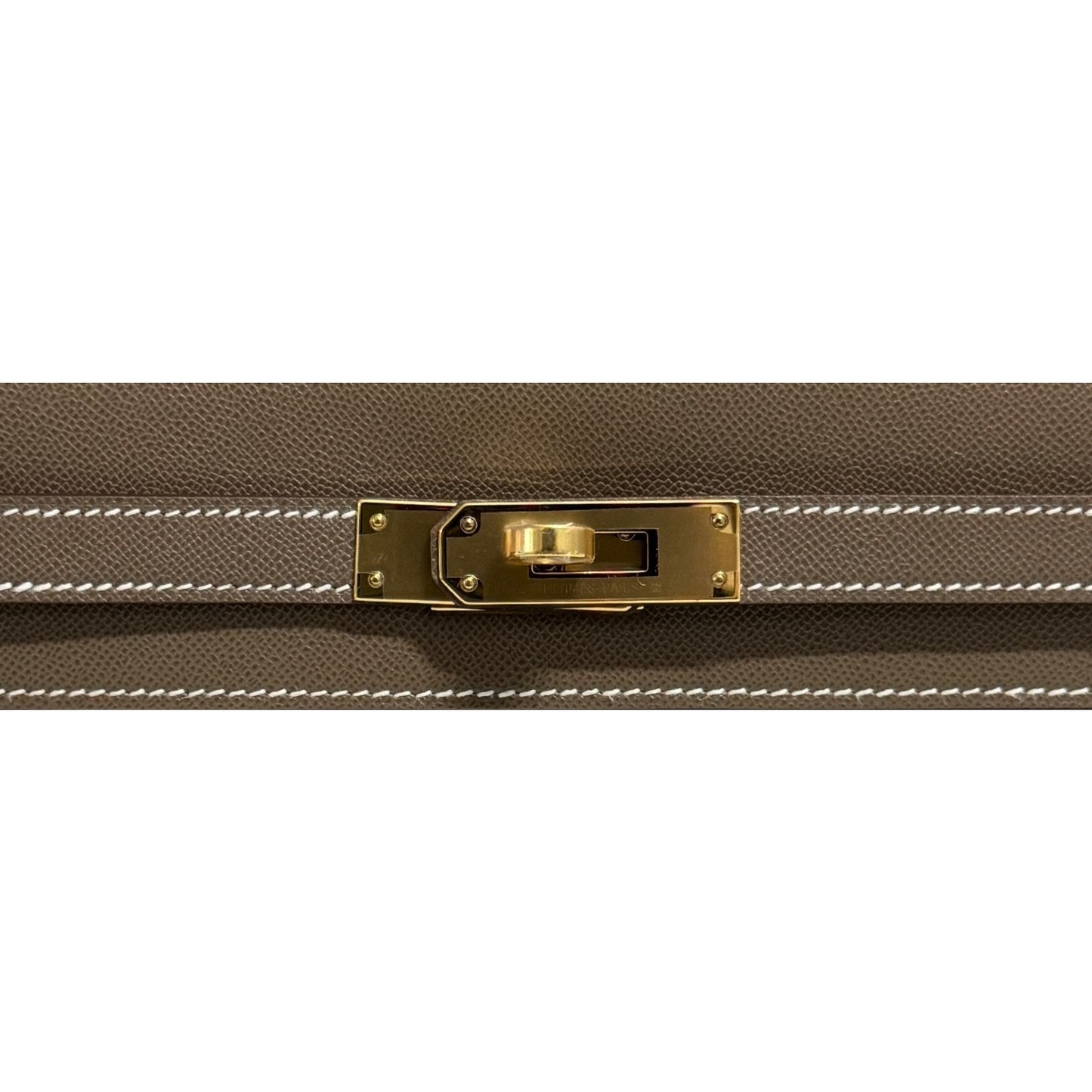 Hermès Kelly Elan Etoupe Gray Madame Leather Gold Hardware Clutch Shoulder Bag