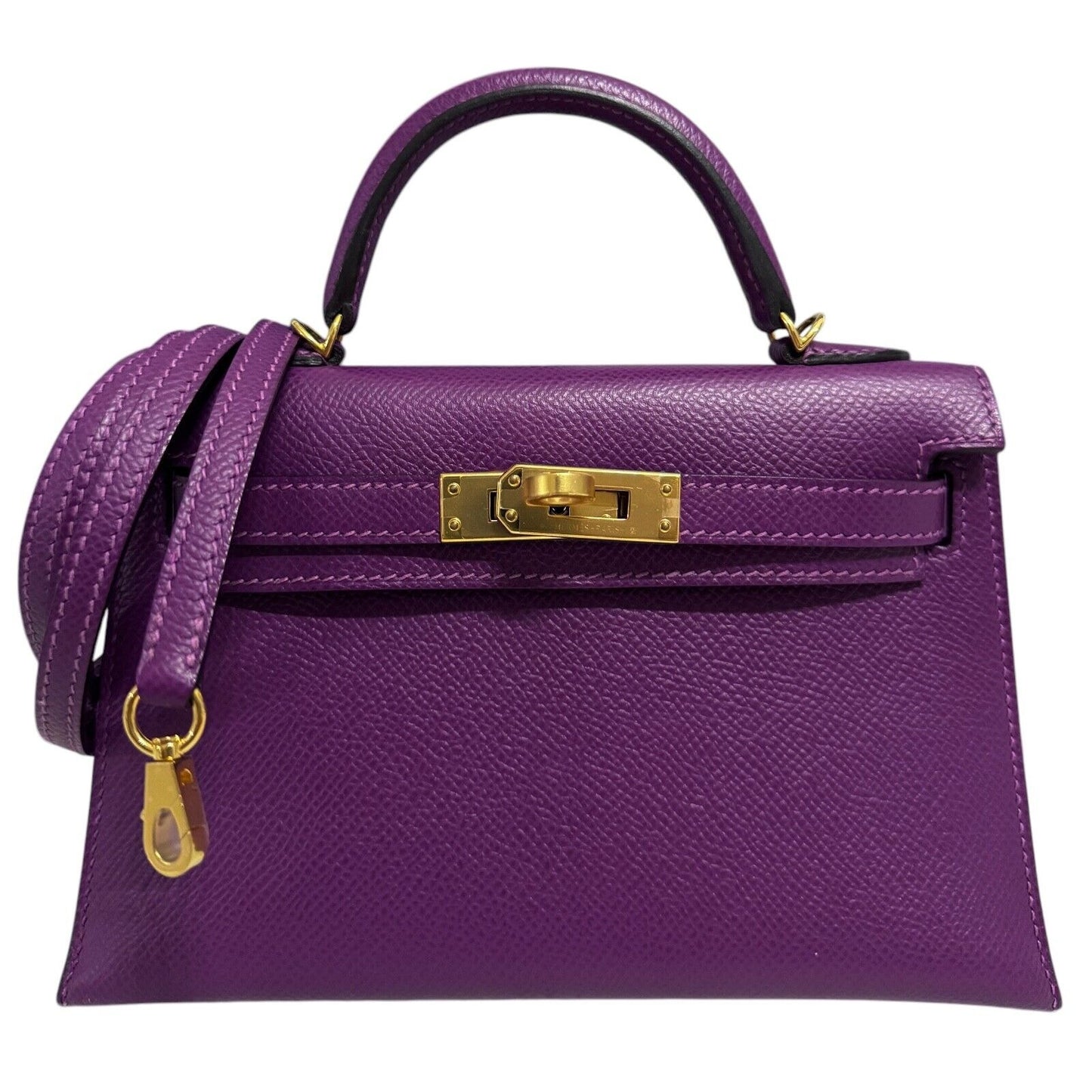 Hermes Kelly Mini 20 Anemone Purple Epsom Leather Gold Hardware