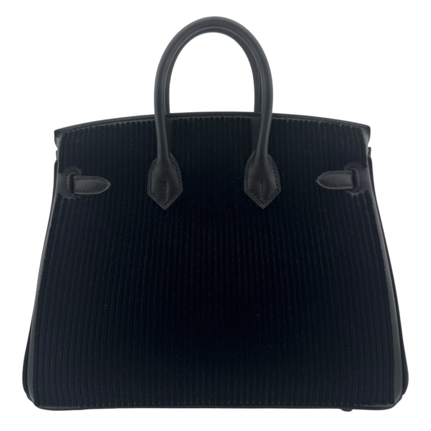 Hermes Birkin 25 Black Cote a Cote Swift Permabrass Hardware Rare