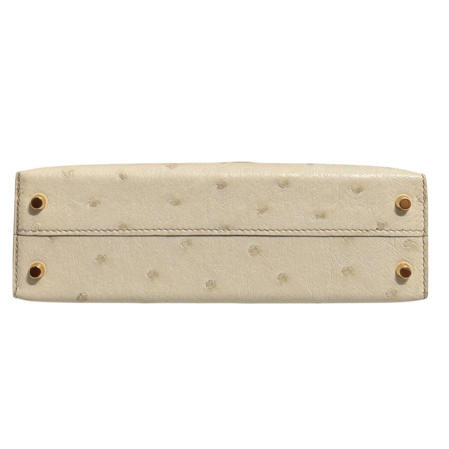 Hermes Kelly Mini 20 Special Order Parchemin Sesame Ostrich Leather Gold Hardware