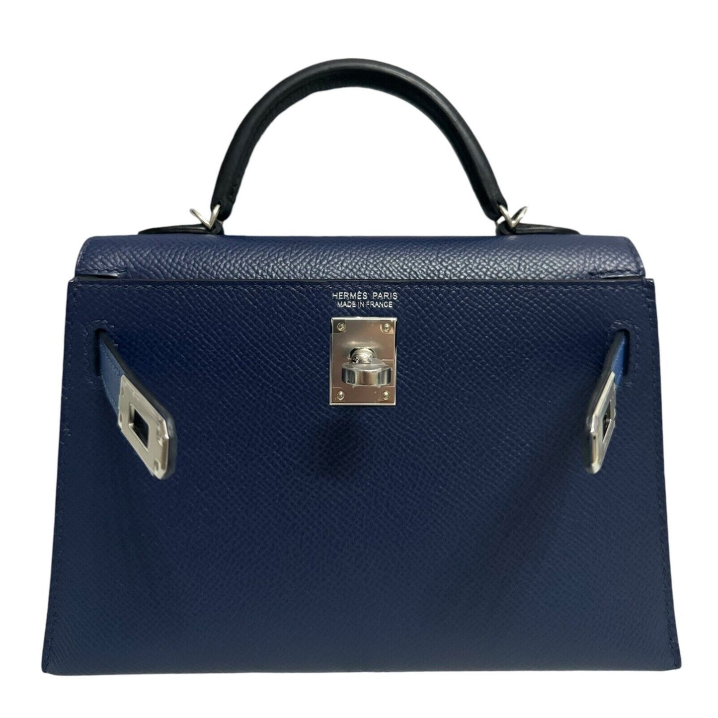 Hermes Kelly Mini 20 Blue Sapphire Blue France Black Epsom Leather Palladium HWR