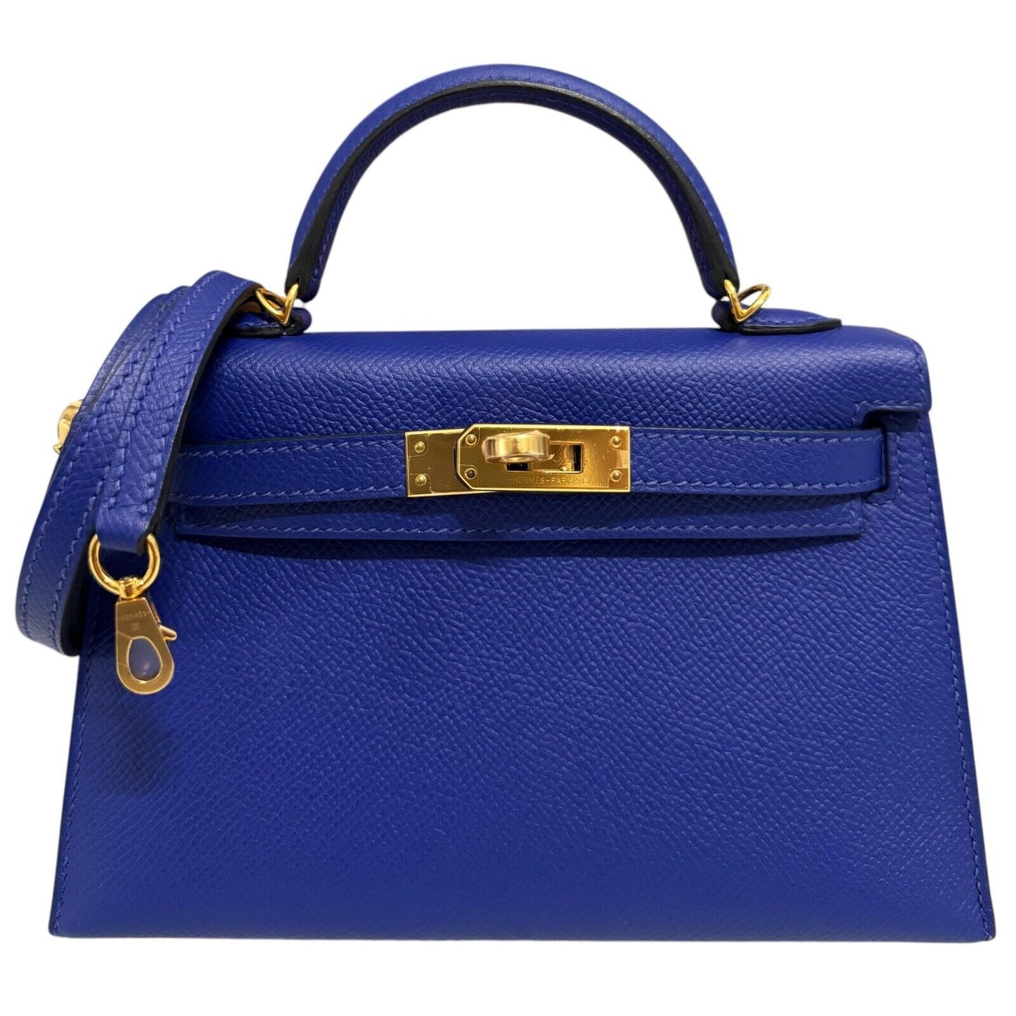 Hermes Kelly Mini 20 Bleu Electrique Blue Electric Epsom Leather Gold Hardware