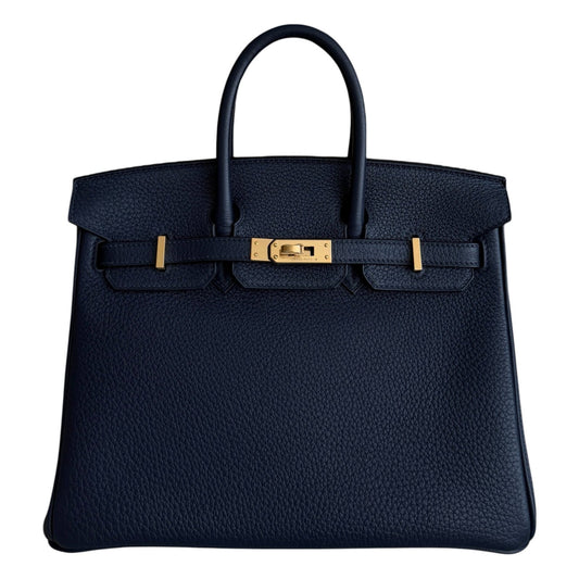 Hermes Birkin 25 Blue Abysse Dark Blue Togo Leather Gold Hardware RARE