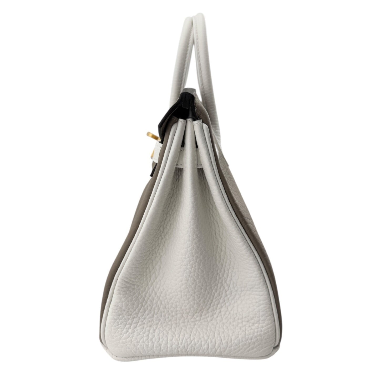 Hermes Birkin 25 Special Order Gris Tourterelle White Gray Leather Brushed Gold