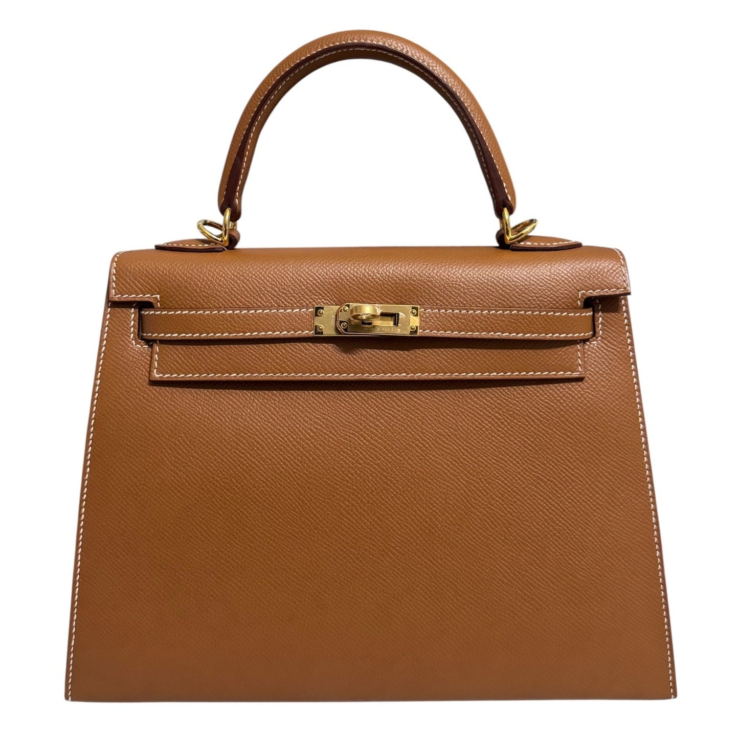 Hermes Kelly 25 Sellier Gold Tan Epsom Leather Gold Hardware