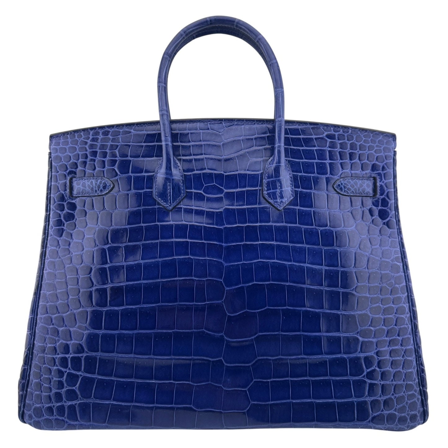 Hermes Birkin 35 Blue Electric Shinny Porosus Crocodile Gold Hardware RARE