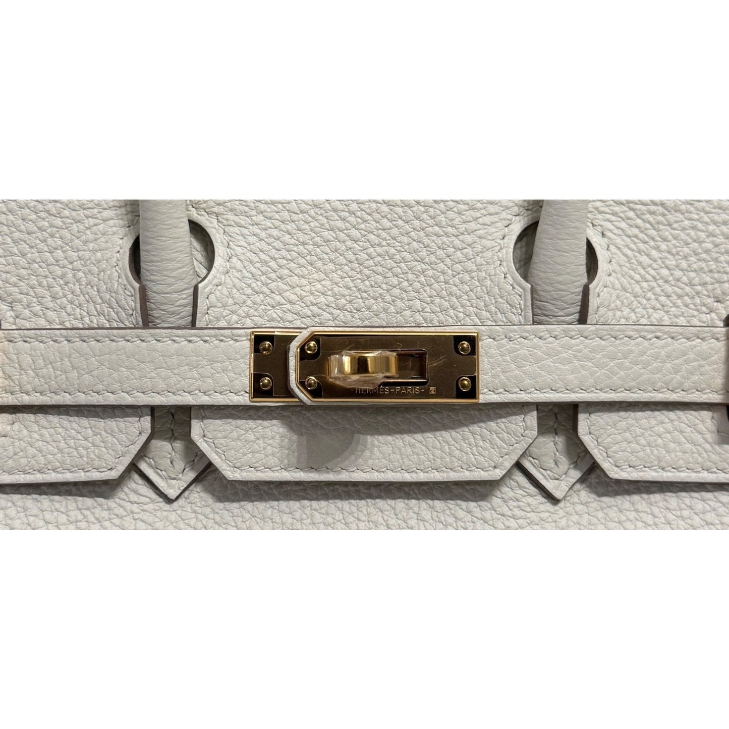 Hermes Birkin 25 Mushroom White Gray Togo Leather Gold Hardware