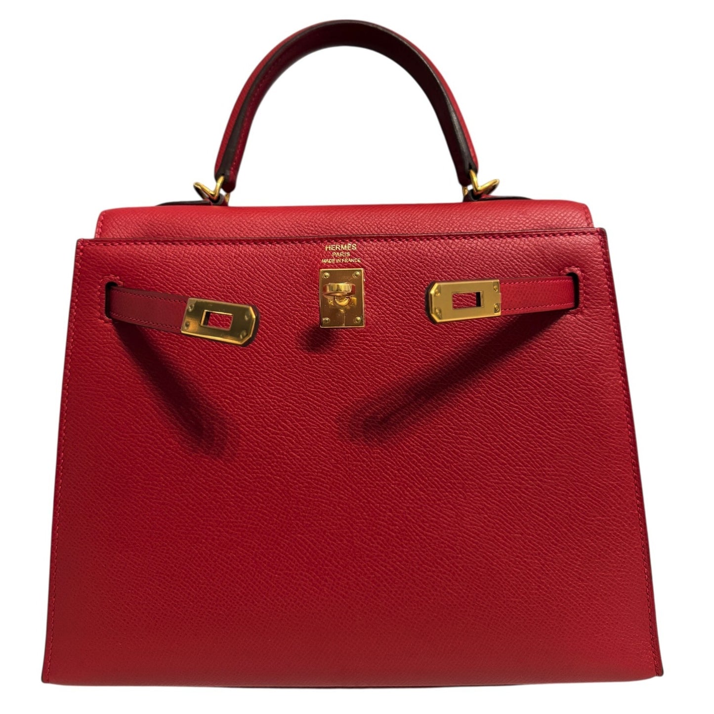 Hermes Kelly 25 Sellier Rouge Casaque Red Epsom Leather Gold Hardware