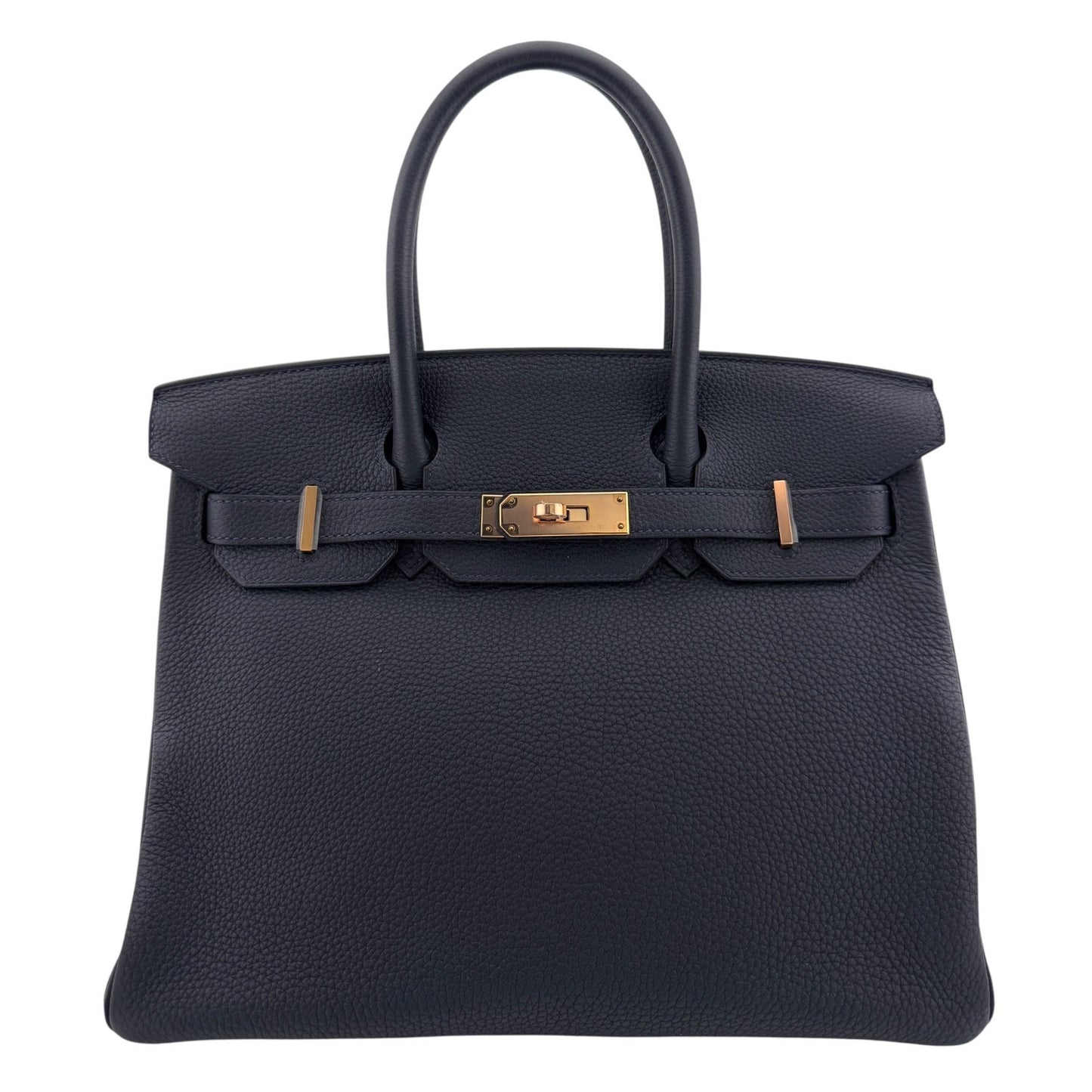 Hermes Birkin 30 Bleu Nuit Dark Blue Togo Leather Rose Gold Hardware