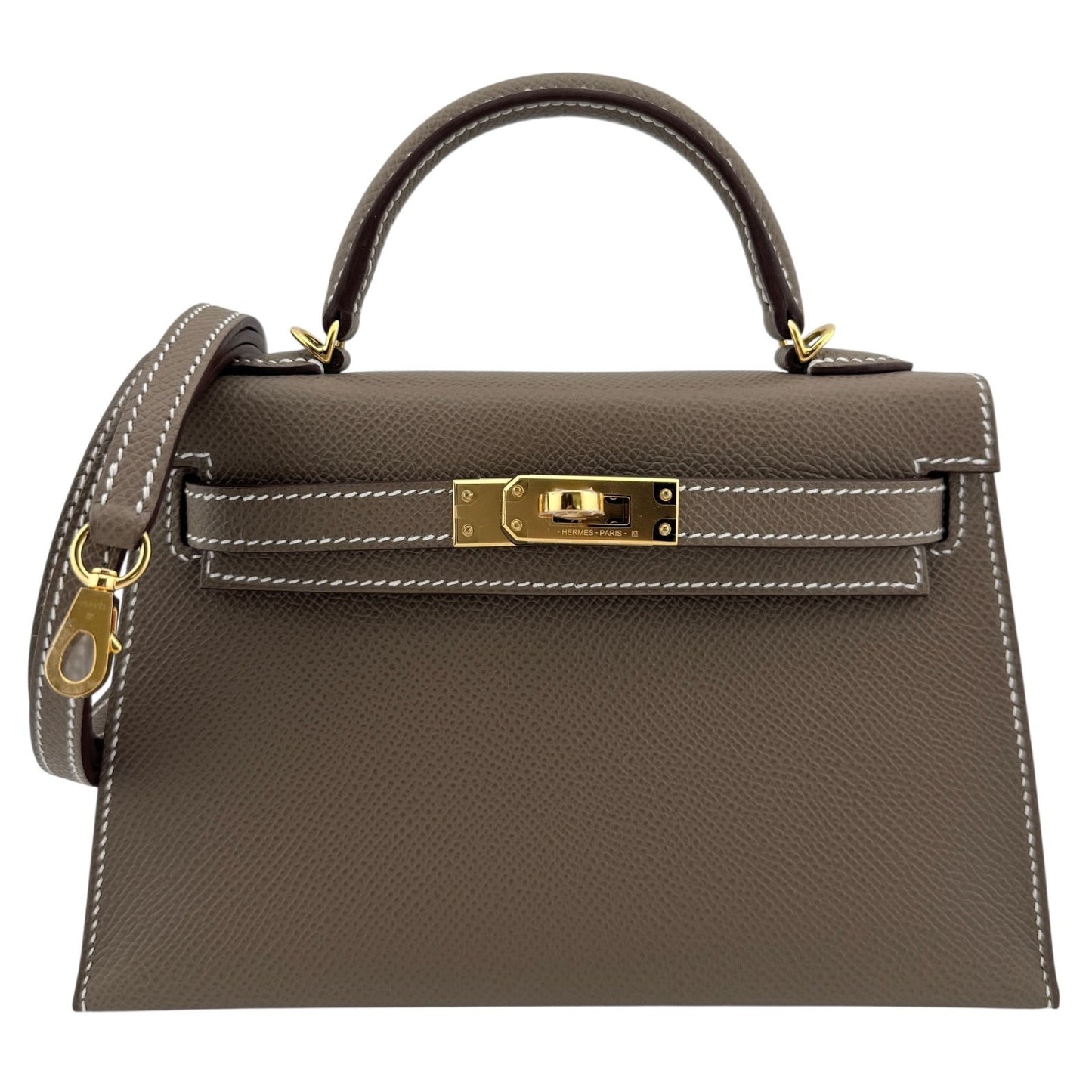 Hermes Kelly Mini 20 Etoupe Gray Epsom Leather Gold Hardware 2024