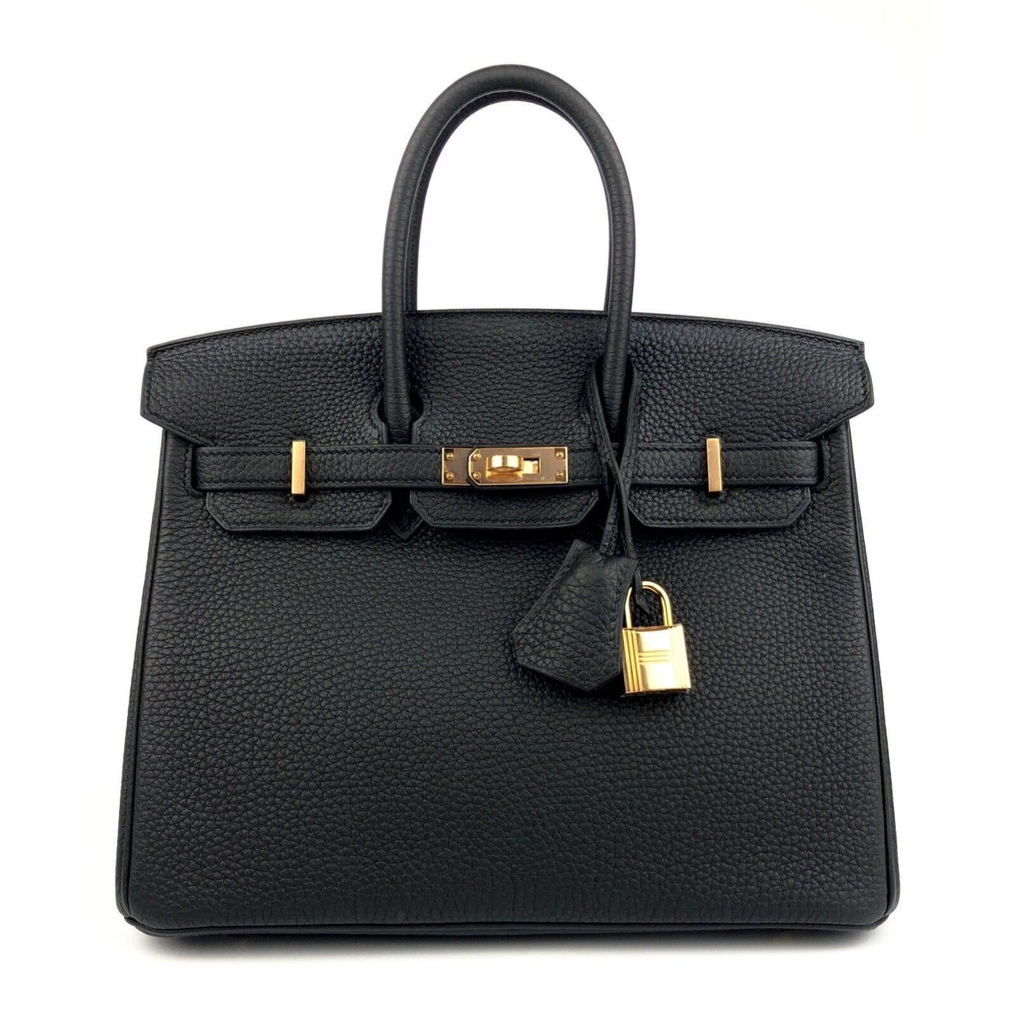 Hermes Birkin 25 Black Noir Togo Leather Rose Gold Hardware