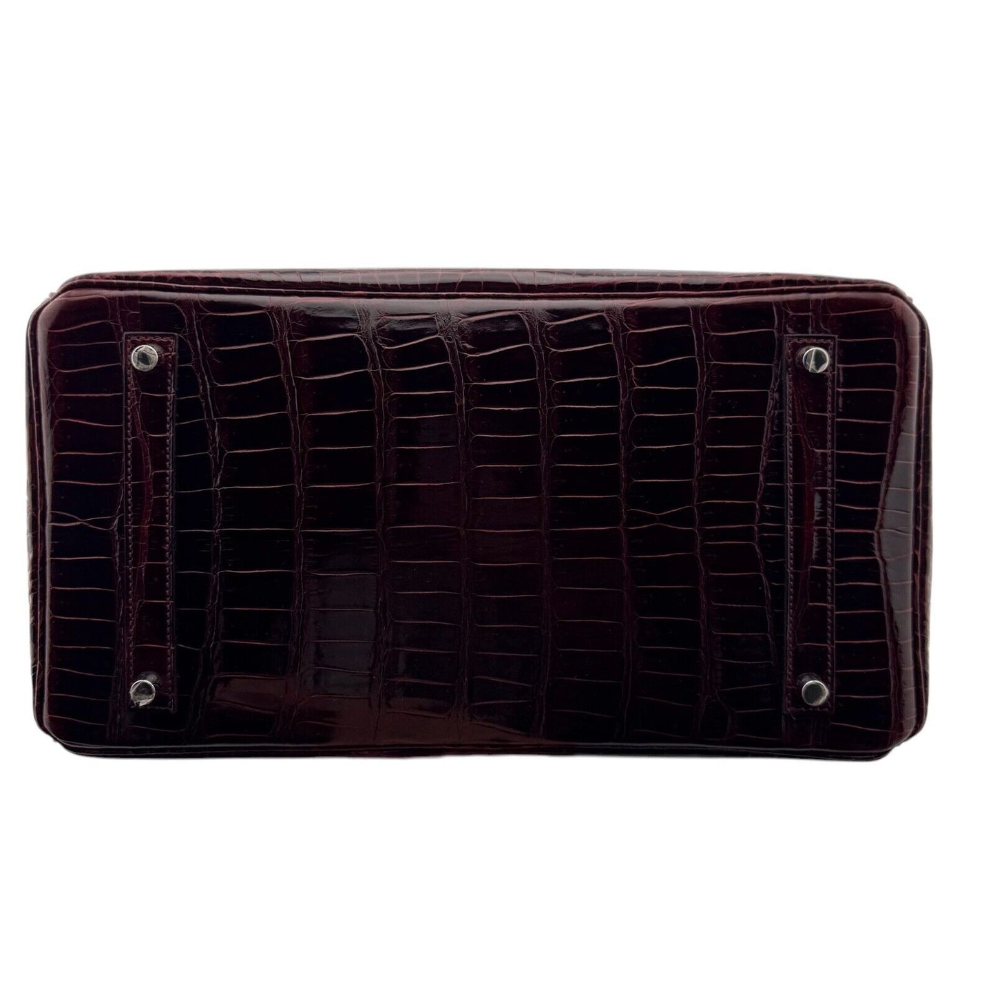 Hermes Birkin 35 Bourdeaux Red Porous Crocodile Palladium Hardware RARE