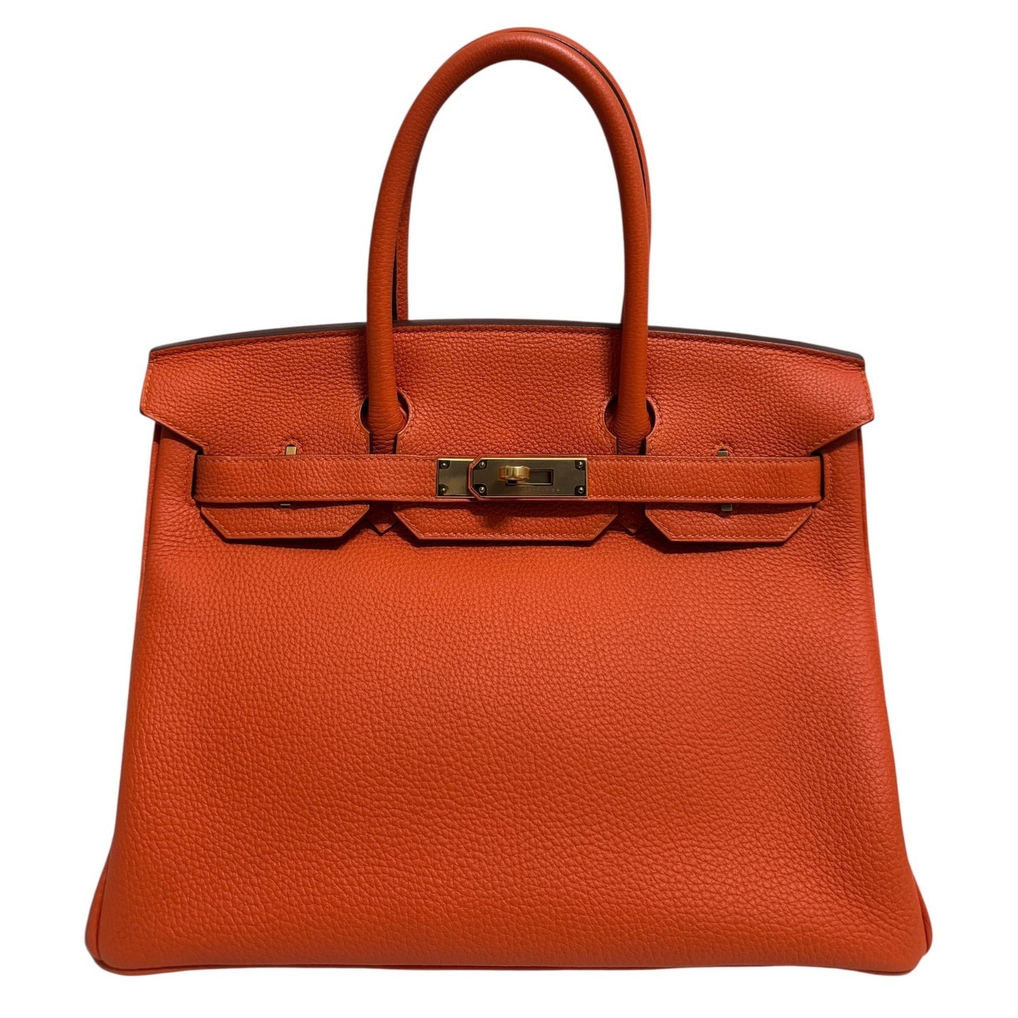 Hermes Birkin 30 Feu Orange Leather Gold Hardware RARE