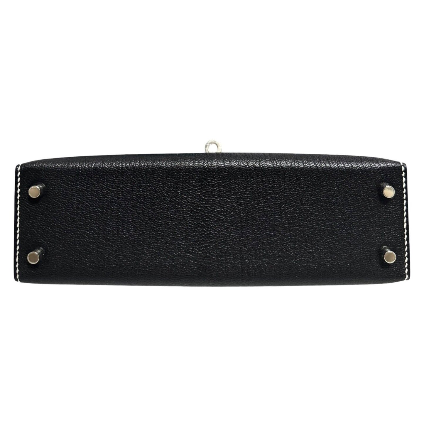 Hermes Kelly Mini 20 Special Order Black Gris Perle Gray Chèvre Leather Palladium Hardware