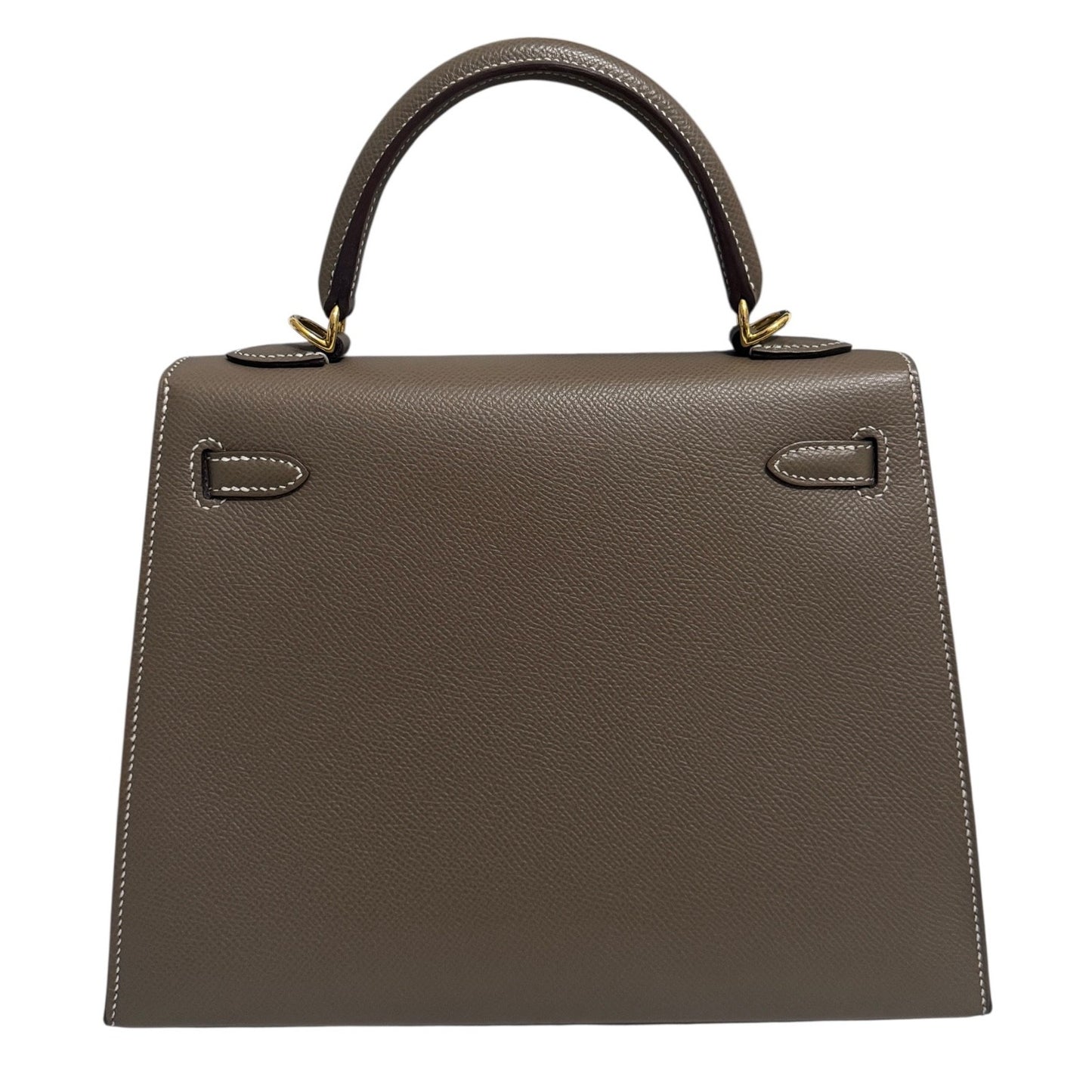 Hermes Kelly 25 Sellier Etoupe Gray Gris Epsom Leather Gold Hardware