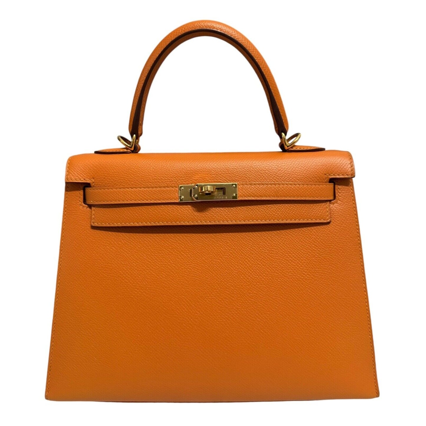 Hermes Kelly 25 Sellier Apricot Orange Epsom Leather Gold Hardware