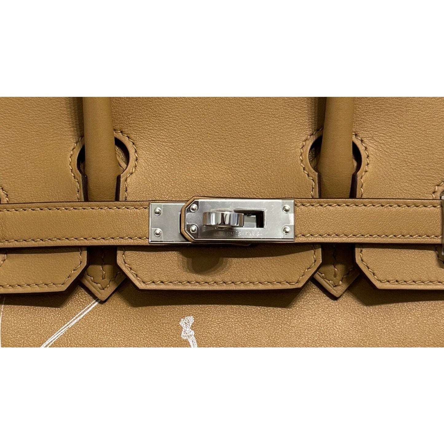 Hermes Birkin 25 Limited Edition In and Out Swift Leather Biscuit White Palladium Hardware 2023