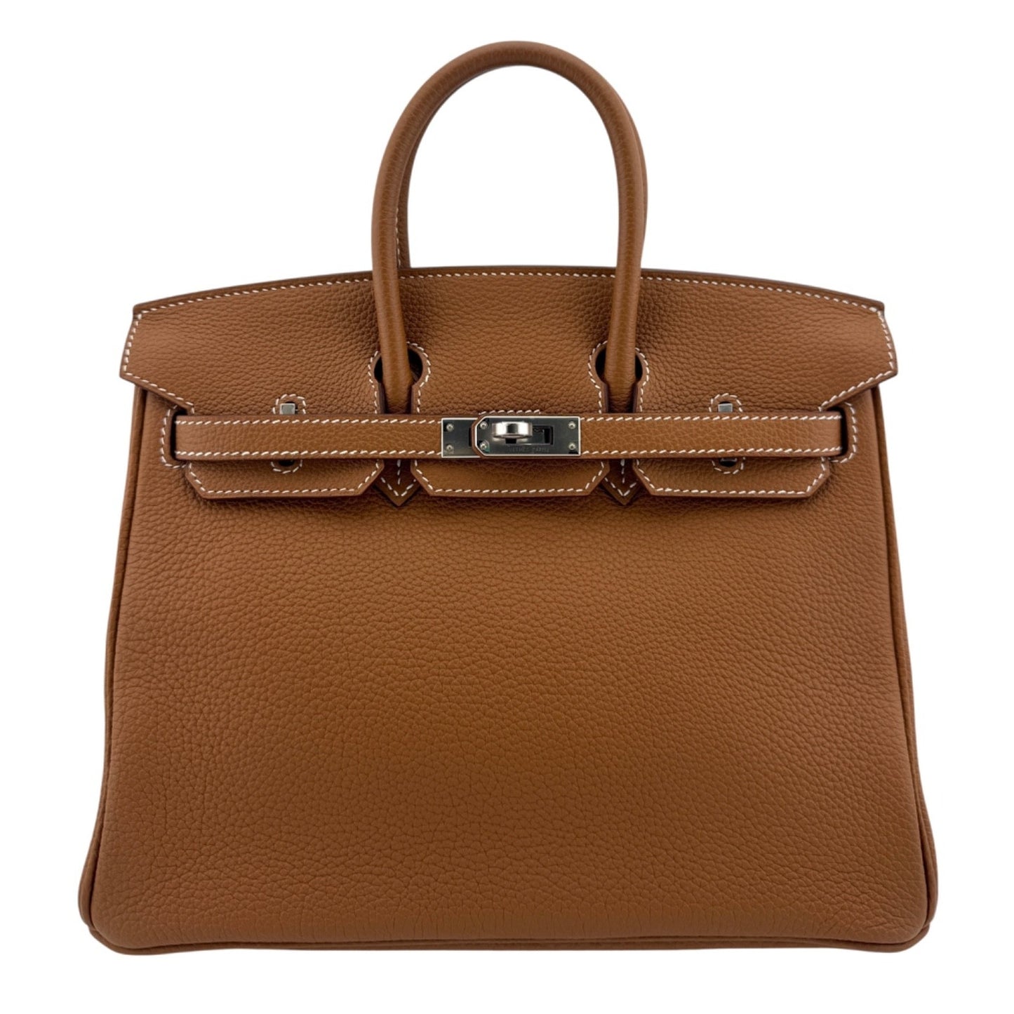 Hermes Birkin 25 Gold Tan Togo Leather Palladium Hardware Handbag
