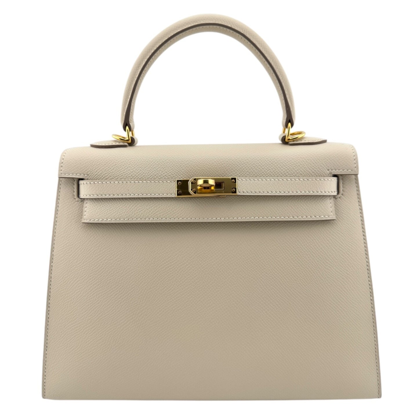 Hermes Kelly 25 Sellier Craie Cream White Epsom Leather Gold Hardware