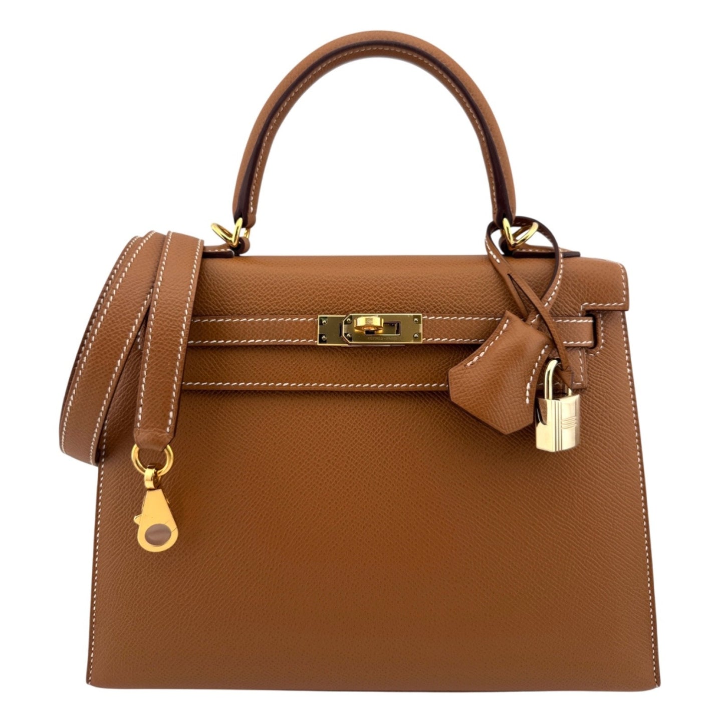 Hermes Kelly 25 Sellier Gold Tan Epsom Leather Gold Hardware