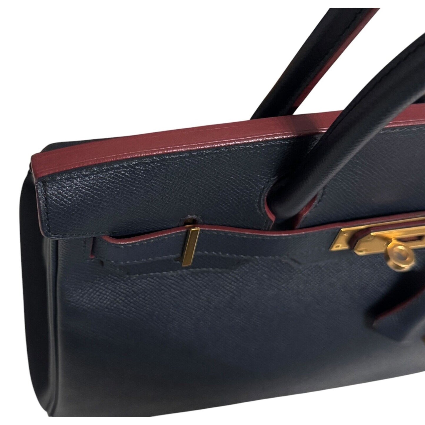 Hermes Birkin 30 Rouge Blue Indigo Rouge H Contour Epsom Leather Gold Hardware