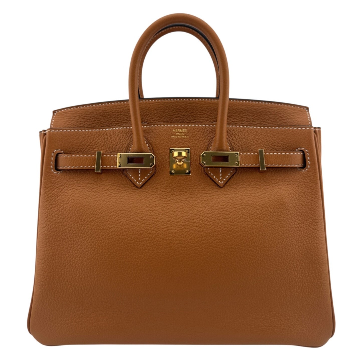 Hermes Birkin 25 Gold Tan Novillo Leather Gold Hardware Handbag