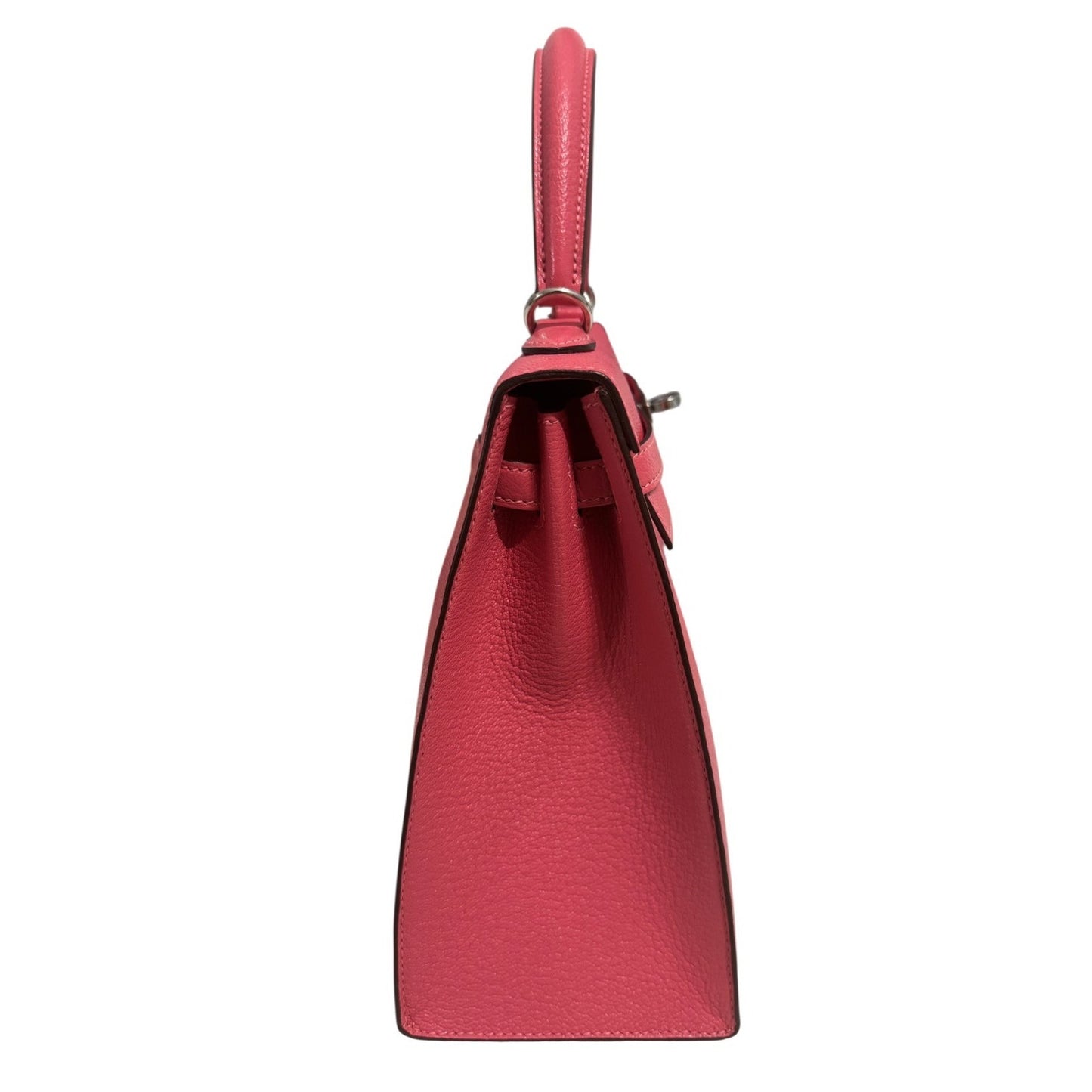 Hermes Kelly 25 Sellier Rose Azalee Azalea Pink Chevre Leather Palladium RARE