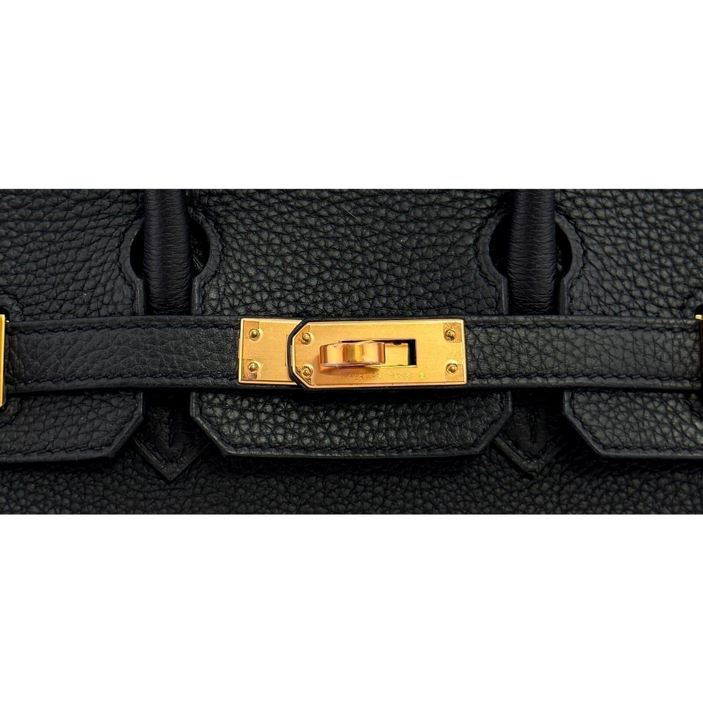 Hermes Birkin 25 Black Noir Togo Leather Rose Gold Hardware Handbag